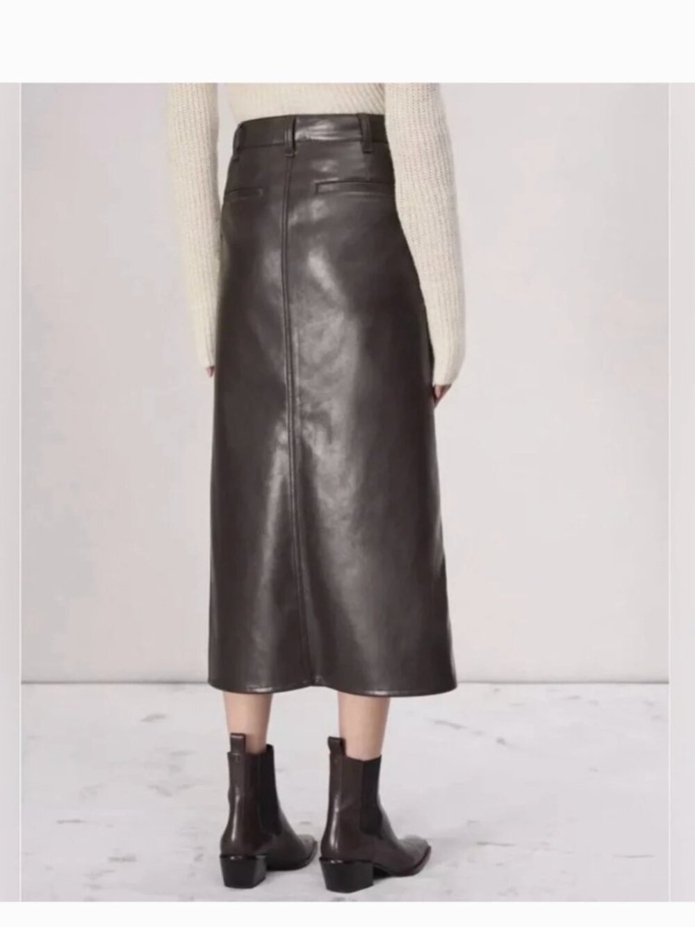 NWT $288 Rag & Bone Rayne Faux Dark brown Leather Skirt Size- 28 - Picture 4 of 9